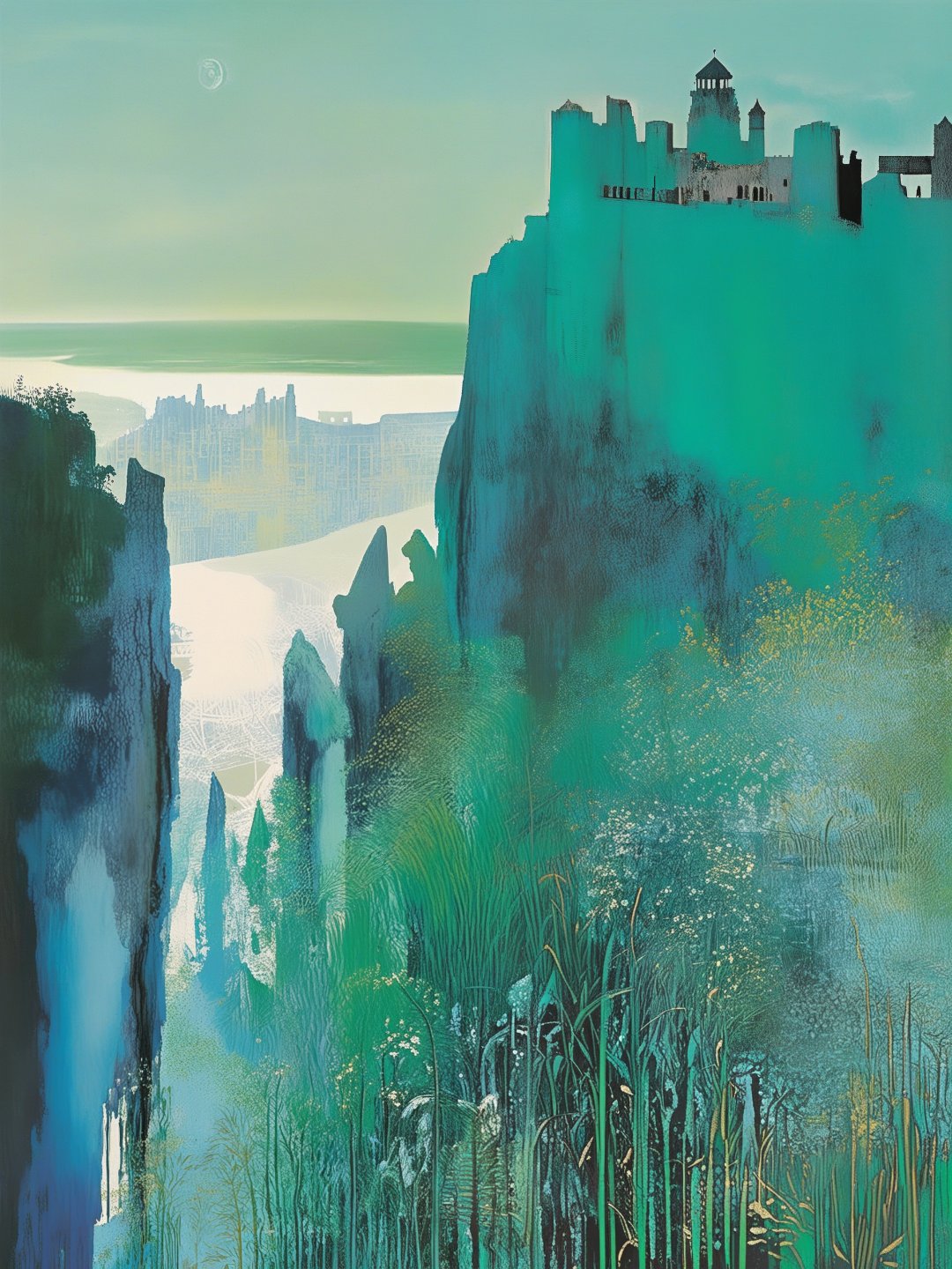 孤舟行于红霞间，AI绘就水墨新境