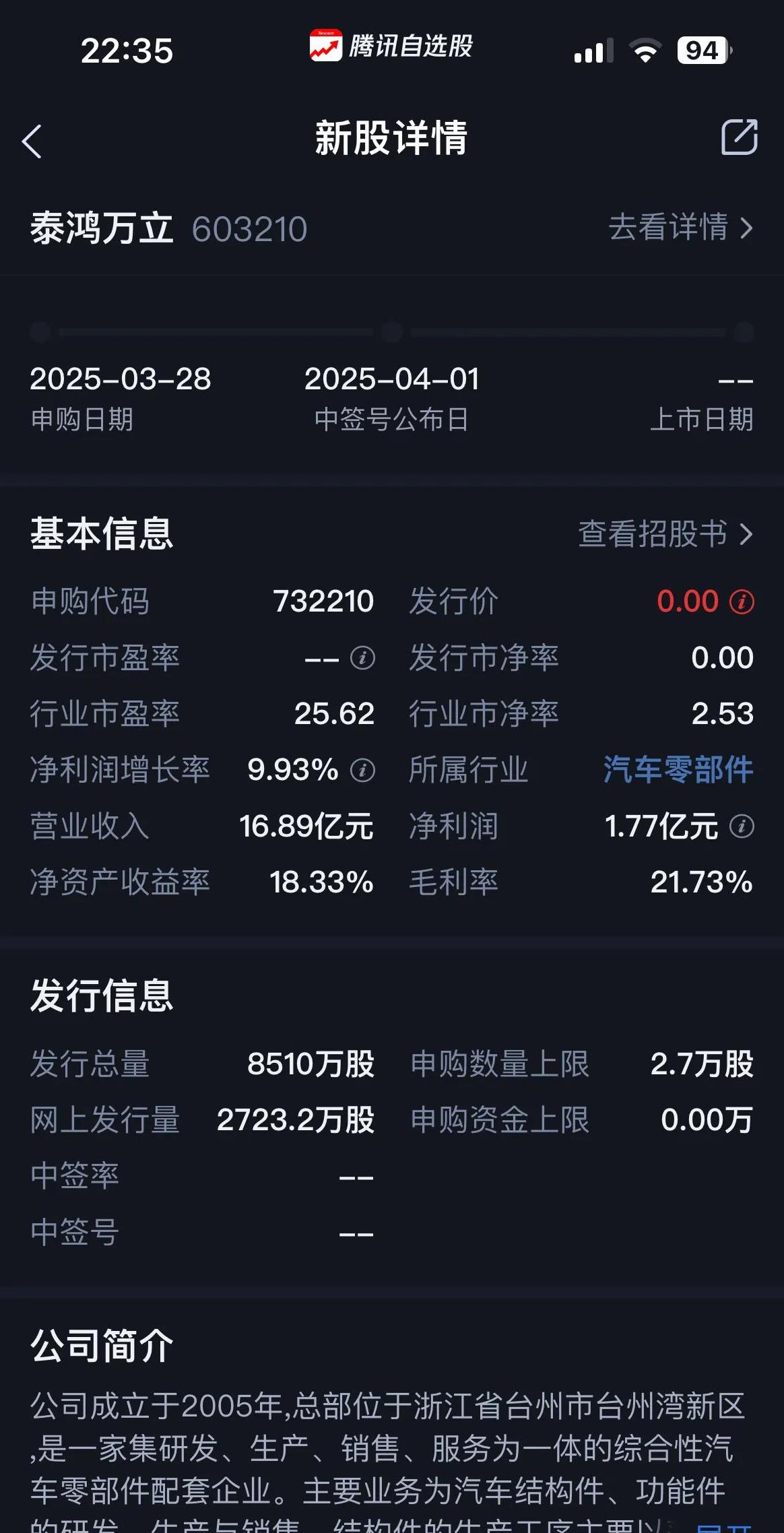 打新必看 | 4月8日一只新股申购