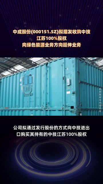 中成股份零现金收购中技江苏清洁能源 复盘后股价持续走低